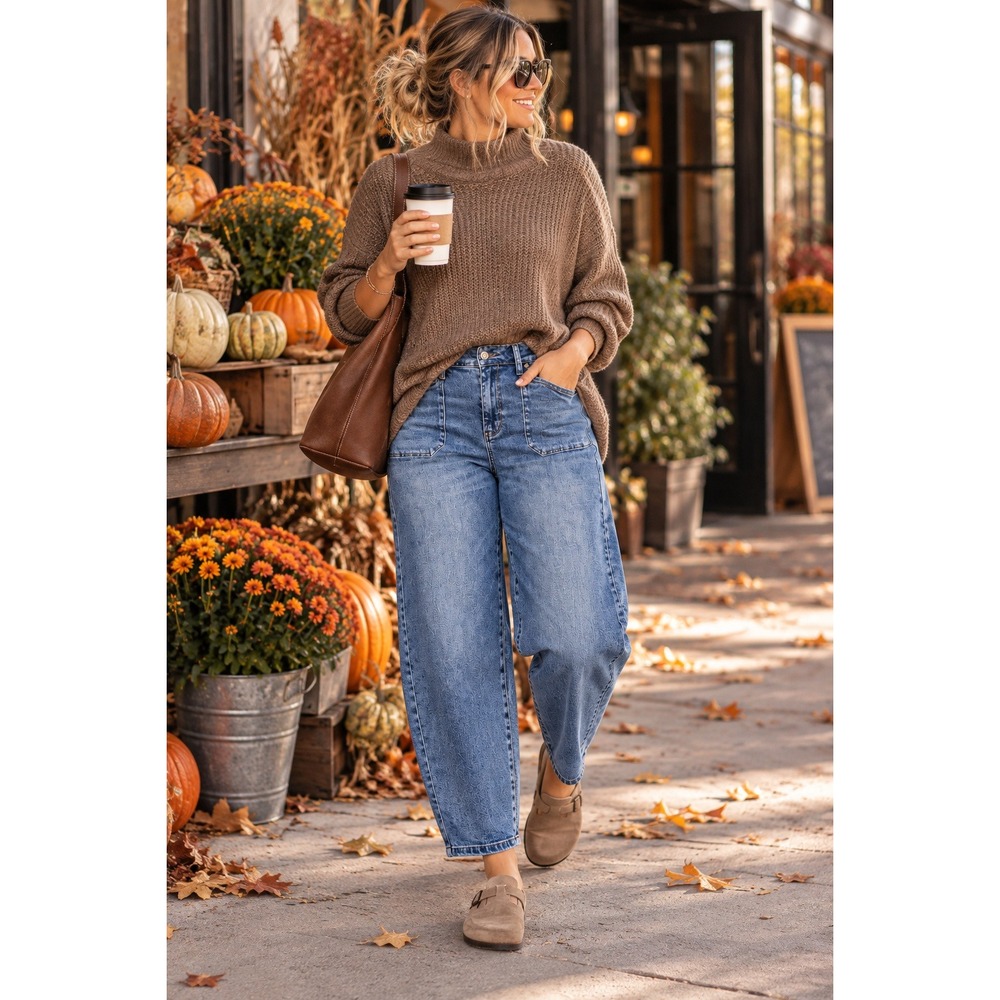 Judy Blue Barrel Fit Jeans Women's 7/28 Medium Wash High Rise Utility Pocket